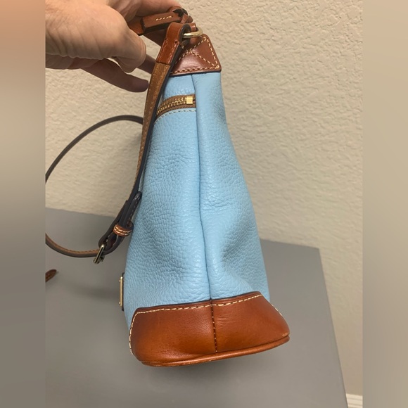 Dooney & Bourke Blue Pebbled Leather with Brown Trim - Picture 4 of 16